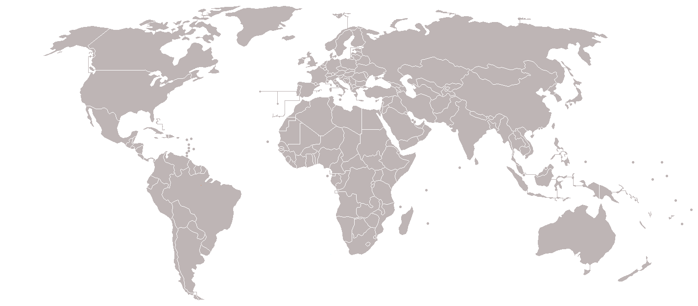 带国家边界的世界地图